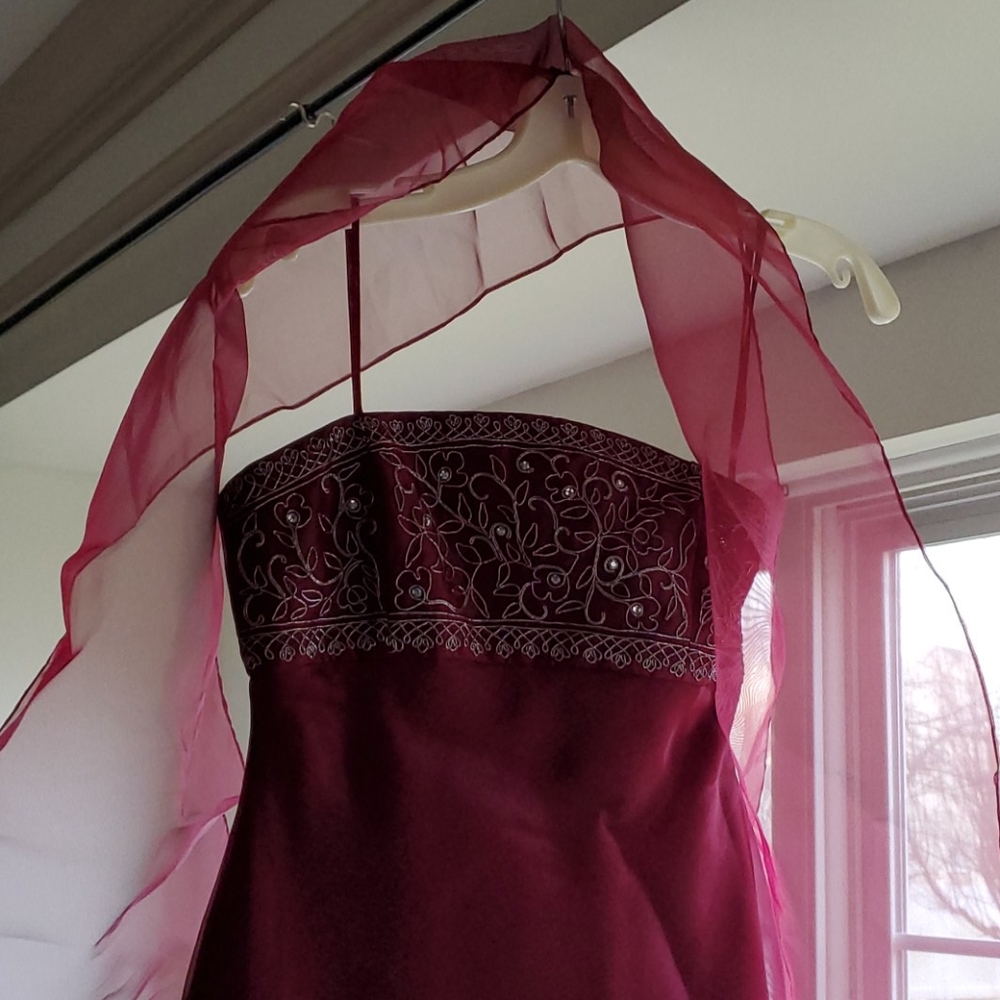 Burgundy child's gown